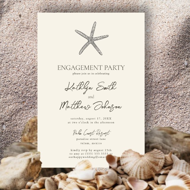 Invitation Fête de mariage moderne Starfish Beach (Créateur téléchargé)