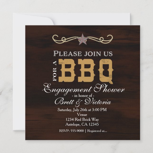 Invitation Fête de mariage occidental BBQ pour couples (Devant)