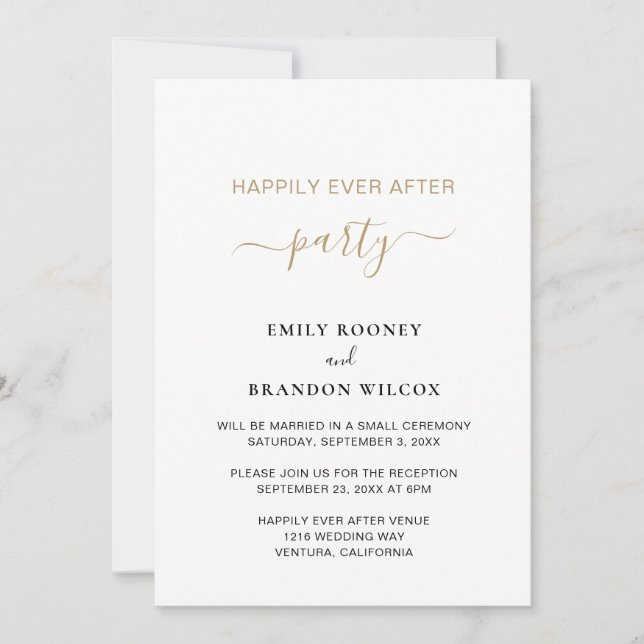 Invitation Fête de mariage or "Happily Ever After Party" (Devant)