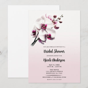 Invitation Fête de mariage Orchidée Fleur Rose et Blanche