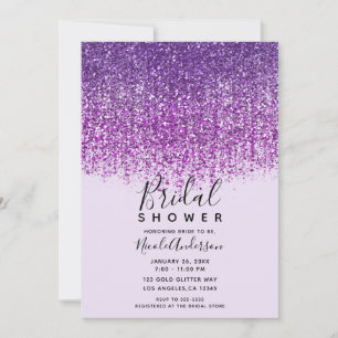 Invitation Fête de mariage pailletée et scintillante violette