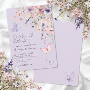 Invitation Fête de mariage papillon fleur sauvage violette