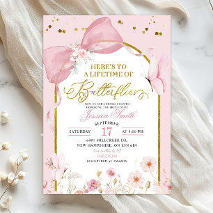 Invitation Fête de mariage papillon rose Coquette Blush