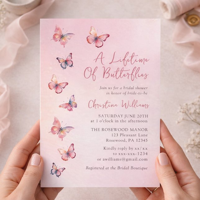 Invitation Fête de Mariage Papillons à Toute une Vie (Créateur téléchargé)