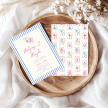 Fête de mariage Pastel Aquarelle Mahjong Rayures