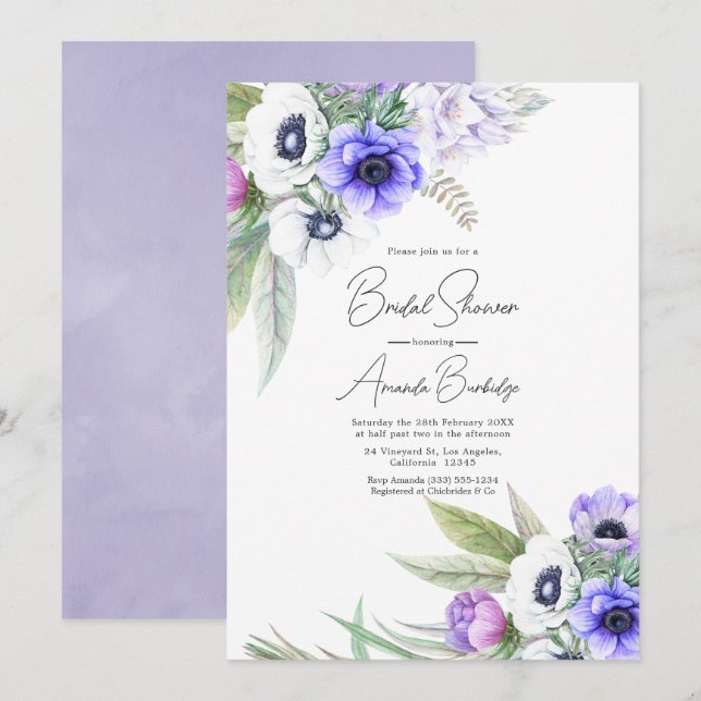 Invitation Fête de mariage Pastel Violet et Fleurs de Prunier (Devant / Derrière)