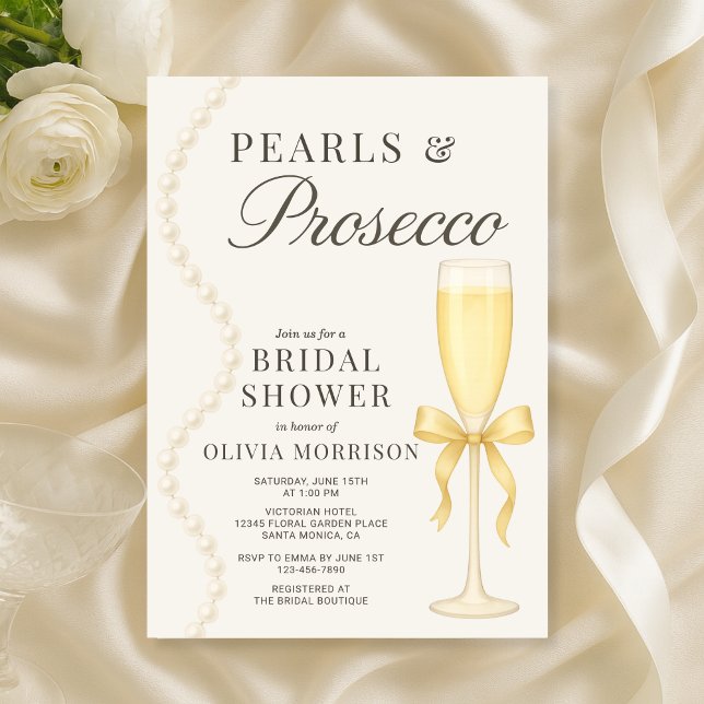 Invitation Fête de mariage Perles et Prosecco (Créateur téléchargé)