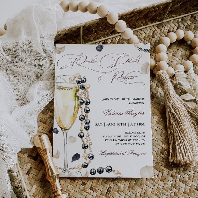 Invitation Fête de mariage Perles et Prosecco (Créateur téléchargé)