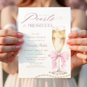 Invitation Fête de Mariage Perles et Prosecco Coquette