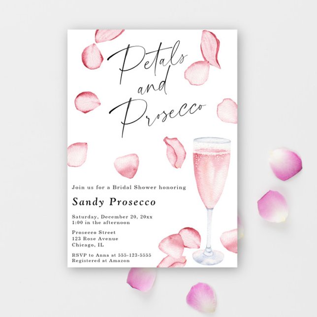 Invitation Fête de mariage Petals & Prosecco (Créateur téléchargé)