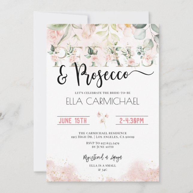 Invitation Fête de mariage Petals Prosecco Wine  (Devant)