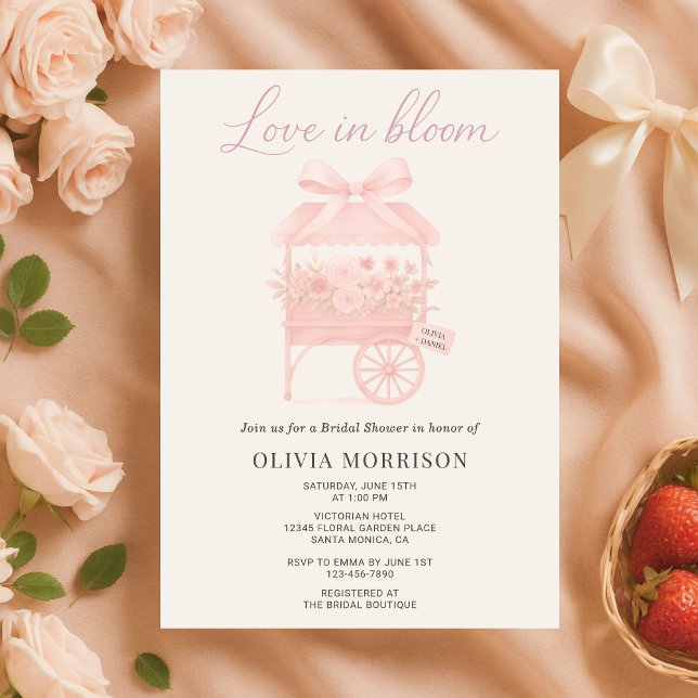 Invitation Fête de mariage Pink Love in Bloom Marché aux Fleu (Créateur téléchargé)