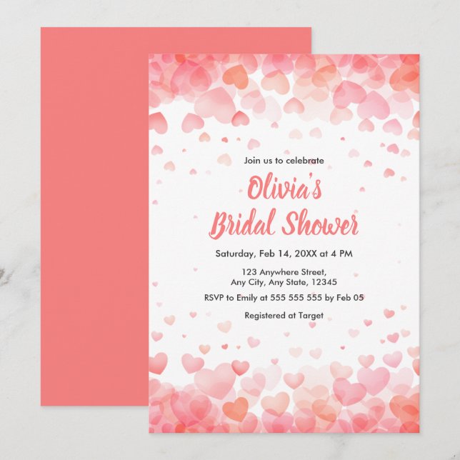 Invitation Fête de mariage Pink & Red L'amour est dans l'air  (Devant / Derrière)