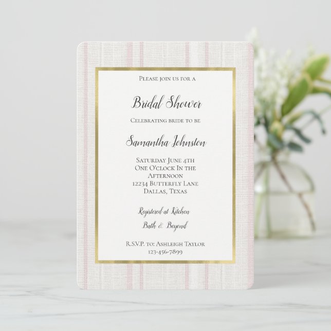 Invitation Fête de mariage Pink Stone White Stripes (Debout devant)