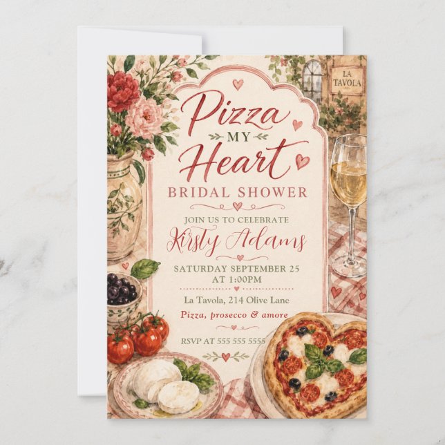 Invitation Fête de mariage Pizza My Heart (Devant)