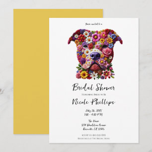 Invitation Fête de mariage pour l'amant de chien au visage fl