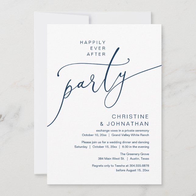 Invitation Fête de Mariage Pour Toujours, Dîner de Mariage en (Devant)