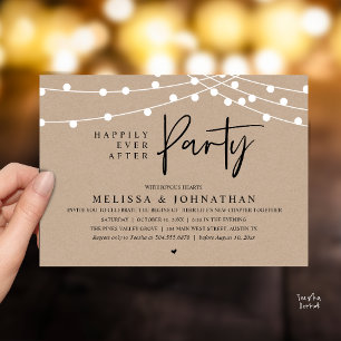 Invitation Fête de Mariage Pour Toujours, Guirlandes Rustique