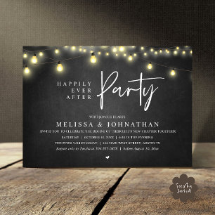 Invitation Fête de Mariage Pour Toujours, Guirlandes Rustique