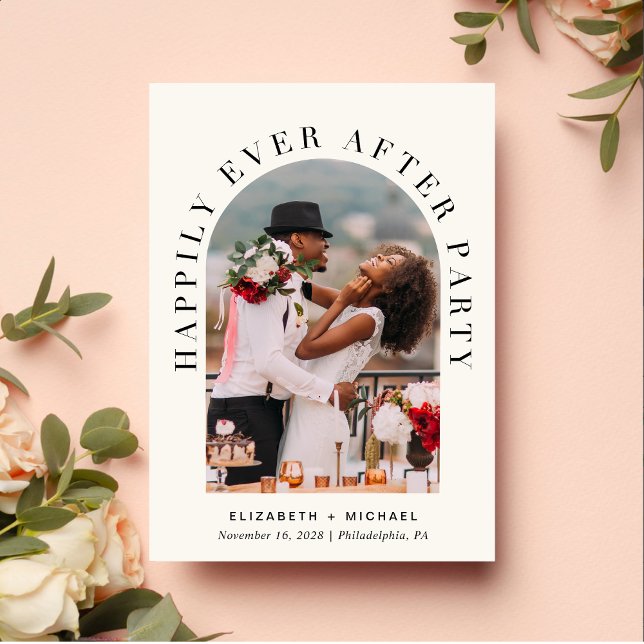 Invitation Fête de Mariage « Pour Toujours Heureux » Arche Ph (Créateur téléchargé)