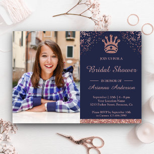 Invitation Fête de mariage Princesse Rose Gold Glitter Photo