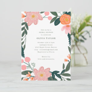Invitation Fête de mariage printanière Jardin Floral Rose et 