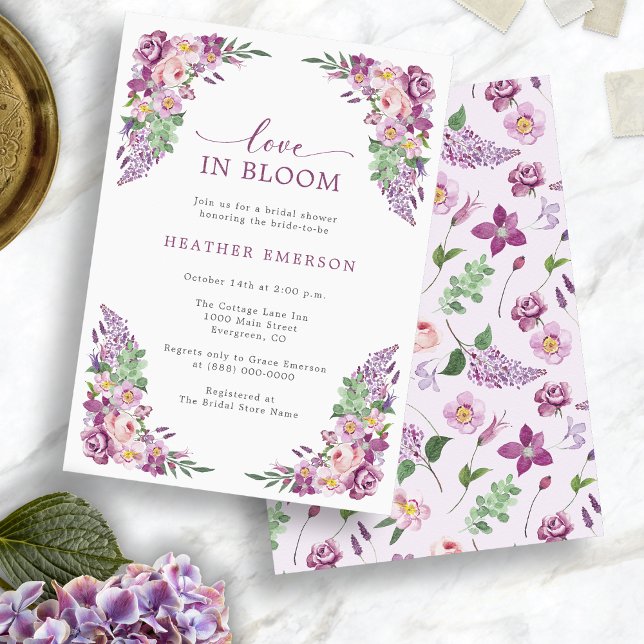 Invitation Fête de mariage Purple Love (Purple Love Bridal Shower Invitation
)