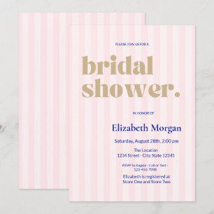 Invitation Fête de mariage rayée rose Typographie Rétro