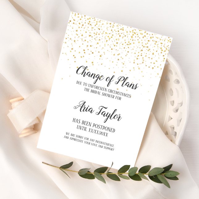 Invitation Fête de Mariage Reportée Confettis Dorés (Créateur téléchargé)