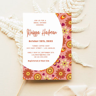 Invitation Fête de mariage rétro florale groovy