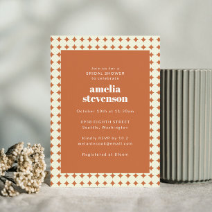 Invitation Fête de mariage rétro géométrique en terre cuite e
