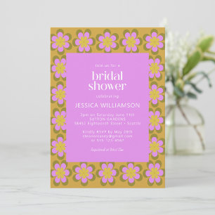 Invitation Fête de mariage rétro moderne Fleurs Violettes et