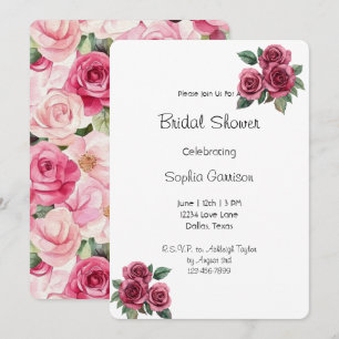 Invitation Fête de mariage Romantique avec des pétales de ros