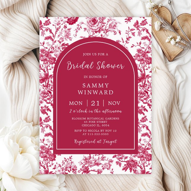 Invitation Fête de mariage Rose Antique Chinoiserie (Créateur téléchargé)