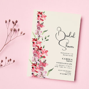 Invitation Fête de mariage rose ivoire burgundy floral menthe
