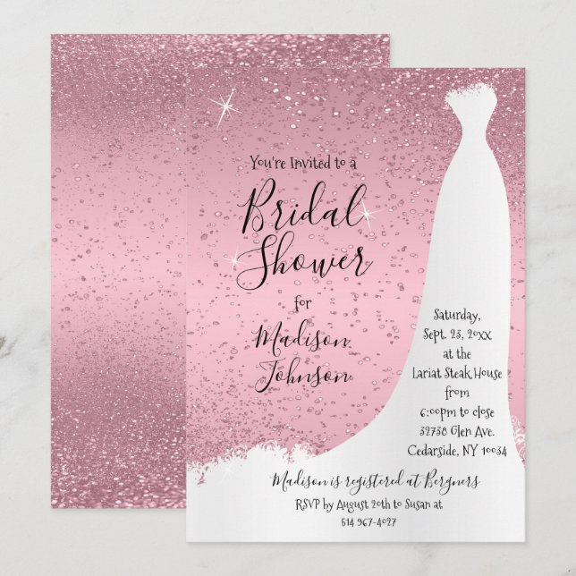 Invitation Fête de mariage rose pâle - (Devant / Derrière)