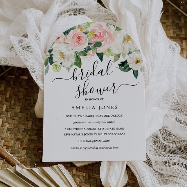 Invitation Fête de mariage rose pâle Bloom Soft Blush  (Créateur téléchargé)