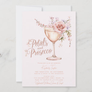 Invitation Fête de mariage rose pétale et prosecco