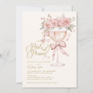 Invitation Fête de mariage rose Petals And Prosecco Jardin