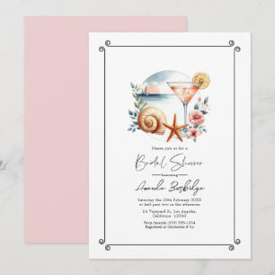 Invitation Fête de mariage Rose Poudré Chic Côté Mer
