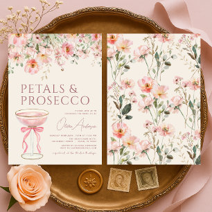 Invitation Fête de mariage rose poudré Pétale & Prosecco