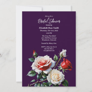 Invitation Fête de mariage rose rouge blanc rose joli foncé