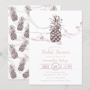 Invitation Fête de mariage rose saumon ananas juteux d'été