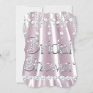 Invitation Fête de Mariage Rose Soie Diamant Cristal Argent