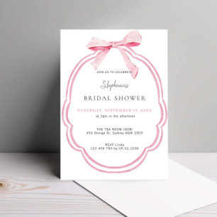 Invitation Fête de mariage ruban bow rose aquarelle