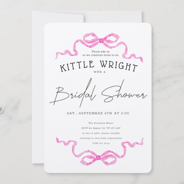 Invitation Fête de mariage Rubans & Romance (Devant)