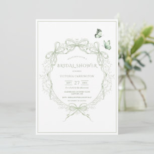 Invitation Fête de mariage rubans vintage verdure fantaisiste