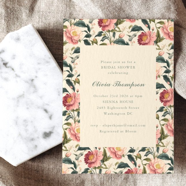 Invitation Fête de mariage rustique campagne fleurs rose clas (Créateur téléchargé)