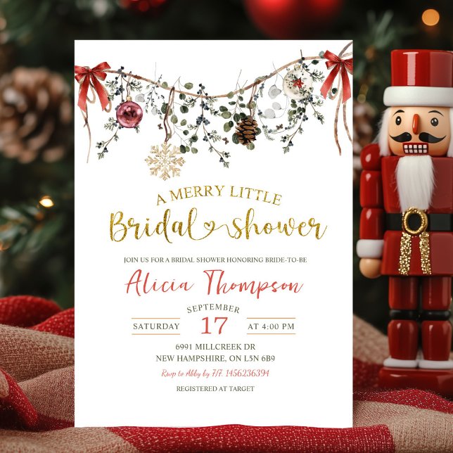 Invitation Fête de mariage rustique florale d'hiver joyeuse (Créateur téléchargé)