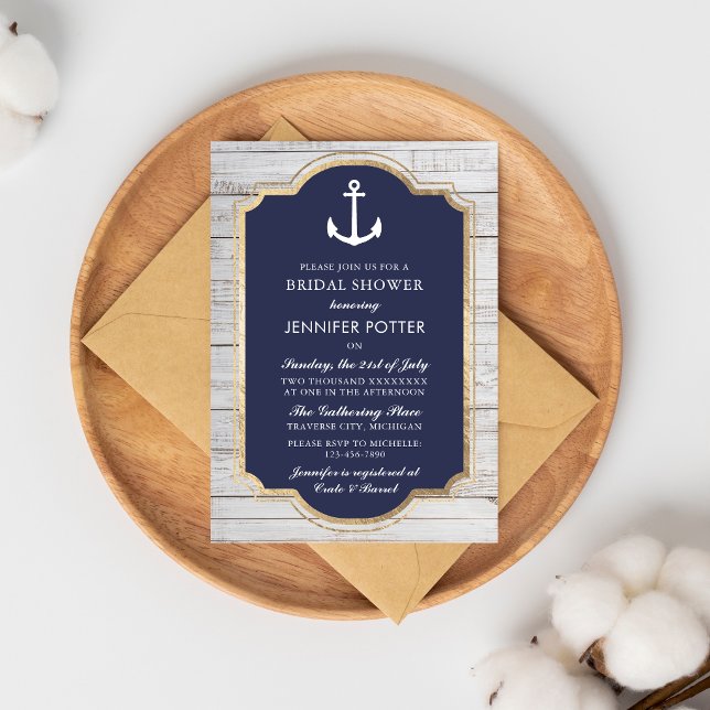 Invitation Fête de mariage rustique nautique Ancrée Dans L'Am (Créateur téléchargé)